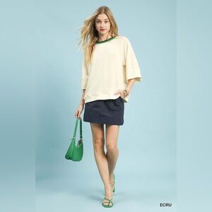 Umgee Ribbed Knit Top with Contrast Trim🆕